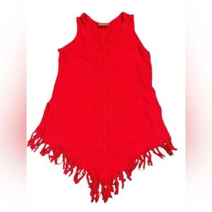 Vintage inspired 70’s tank red with  fringe ladies small